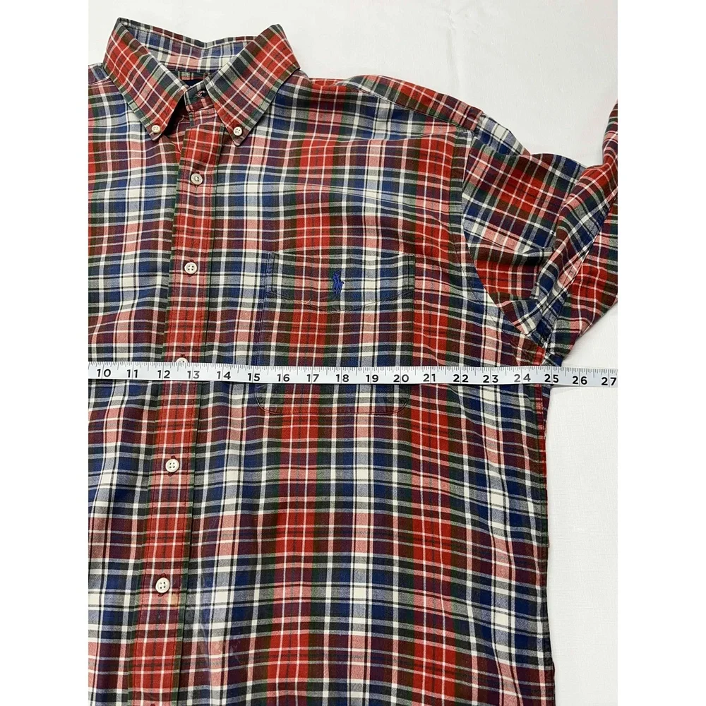 Ralph Lauren Blaire Cotton‎ Multicolor Mens Plaid L/S Button-Up Polo Shirt Large